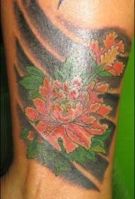 Modello di tatuaggio elegante fiore di peonia giapponese