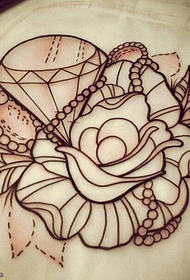 Rožu dimanta tetovējuma līnijas zīmēšanas modelis