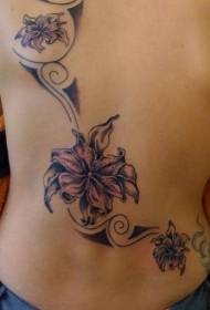 Modello tatuaggio gigli tribali marroni posteriori