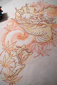 Manoscritto tatuaggio tradizionale foglia d'acero