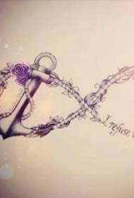 Manoscritto di bellissimi fiori dipinti simbolo di infinito e ancora tatuaggio