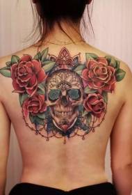 Motivo per tatuaggi retro rosa e smalto dipinto ragazza