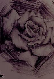 Skets swartgrys rose tattoo manuskripfoto