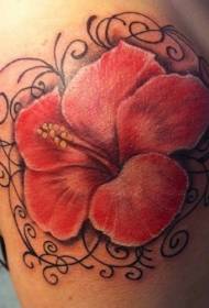 Realista de tatuaxe de flor de hibisco e realista