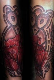 Modello tatuaggio stile animale e fiore nero stile filato