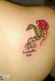 Back red rose tattoo pattern