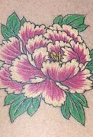 뒷면에 화려한 색깔의 꽃 문신 패턴
