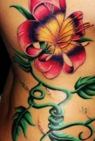 Costelles laterals, bonic patró de tatuatge de hibisc pintat