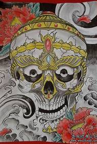 Man tattoo patroon: gekleurd 牡丹 pioen bloem tattoo patroon