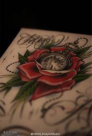 Šarena ruža sat abeceda tetovaža rukopis slika