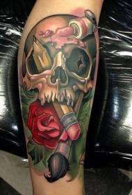 Arm color old school skull tattoo pattern