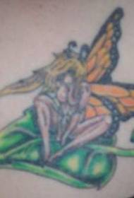 Sexy elf tattoo pattern on the leaves