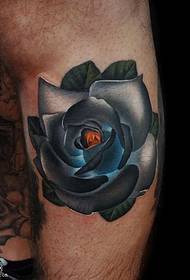 Kalf zwarte roos tattoo patroon
