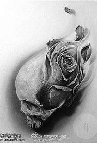kaukolės rožės tatuiruotės rankraščio iliustracija