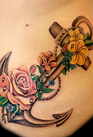 Cool kotva růže tetování vzor