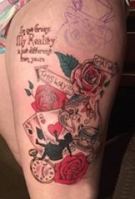 Ragazze cosce dipinte acquarello schizzu creativo belli letterari pitture fiori tatuaggi