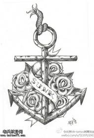Anchor rose tatuointi käsikirjoitettu kuva