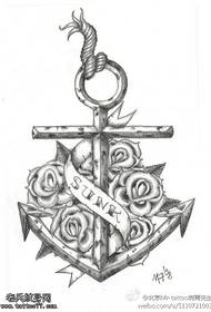 Foto del manoscritto del tatuaggio della rosa dell'ancora