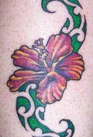 Modello di tatuaggio di ibisco colorato gamba