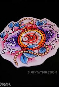 Modello di manoscritto tatuaggio personalità orologio rosa personalità colorata