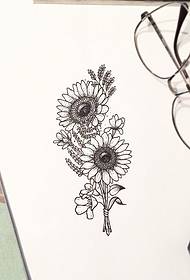 Europäesch an amerikanesch Sonneblummenblum prick Tattoo Muster Manuskript