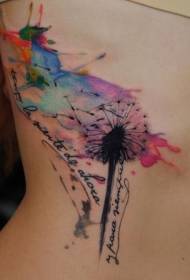 Waist gefen ruwa launi dandelion tare da harafin tattoo tsarin