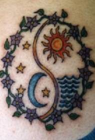 Mchanganyiko wa rangi ya jua na mfano wa muundo wa tattoo