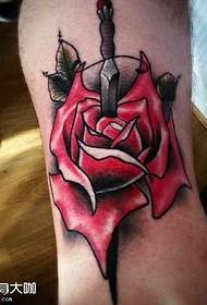 Leg rose tattoo pattern