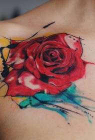 Modello di tatuaggio rosa color acqua spalla