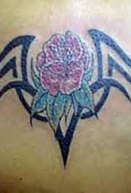 Nyekundu rose na muundo wa tattoo nyeusi ishara