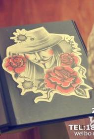 V žodžio vendetta rose assassin iliustracijos tatuiruotės modelis