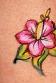 Simpla koloro floro tatuaje ŝablono sur la kruroj