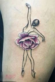 Meisjes dijen op zwarte lijnen meisjes schilderden 3d bloemenrok tattoo foto's