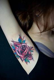 Teken 'n kleurryke roos tatoeëring