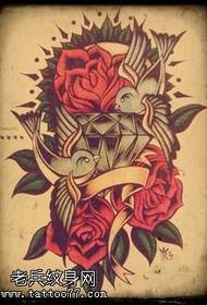 Manuscris buchet clasic de model de tatuaj trandafir