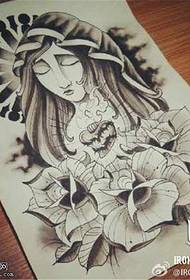 Картина татуювання Діви Марії троянди