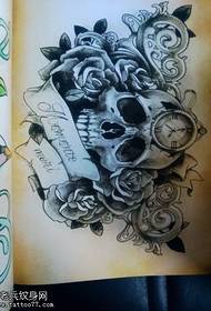 Wzór tatuażu czaszki róży europejskiej i amerykańskiej