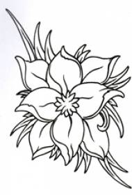 Μαύρη γραμμή τέχνης μικρό φρέσκο όμορφο λουλούδι τατουάζ χειρόγραφο