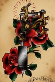 Acuarela pintada esbós creatiu bell i delicat manuscrit del tatuatge de flors