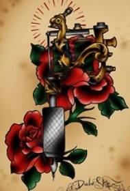 Painted watercolor sketch creative beautiful delicate flower tattoo manuscript