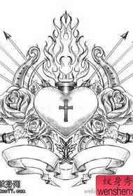 Rose Love Cross Flame Arrow Tattoo Akwụkwọ edemede