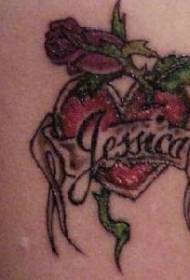 Benfarvekærlighed med rose tatoveringsbillede