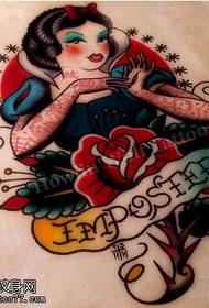 Snow White Letters Rose Tattoo Manuscript Pattern