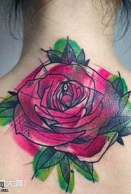 Rugroospatroon  143281 @ Gekleurde roos tatoeëringspatroon