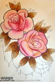 ピンクと素敵なバラのタトゥーの入れ墨原稿