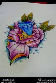 रंगीत गुलाब डायमंड टॅटू हस्तलिखित चित्र