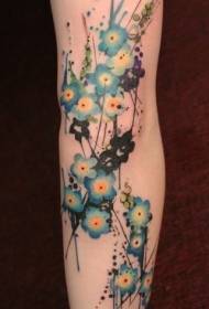 Χαριτωμένο μοτίβο τατουάζ μπλε λουλούδι