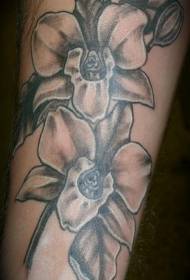 Modeli i tatuazhit me orkide të zezë dhe të bardhë
