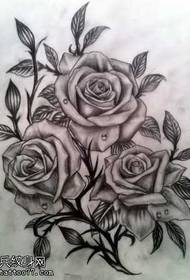 Manuscript black rose tattoo pattern