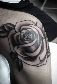 Γόνατο παραδοσιακό στυλ μαύρο μοτίβο τριαντάφυλλο μοτίβο τατουάζ